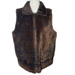 VINTAGE Made in USA Cobblestone Canyon Faux Fur Vest Snowflake Aspen Size Medium